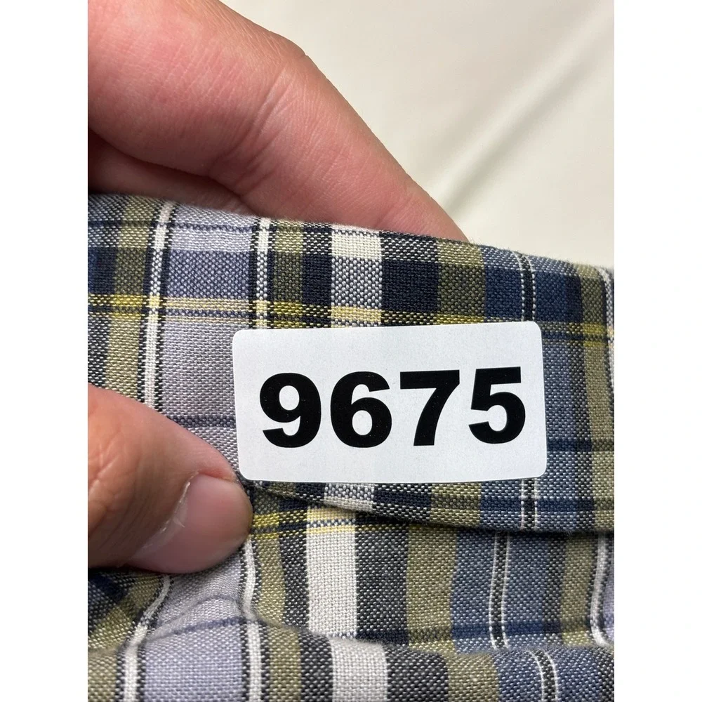 Jos A Bank Mens 44S Plaid Sport Coat Blue Green White 100% Cotton Blazer